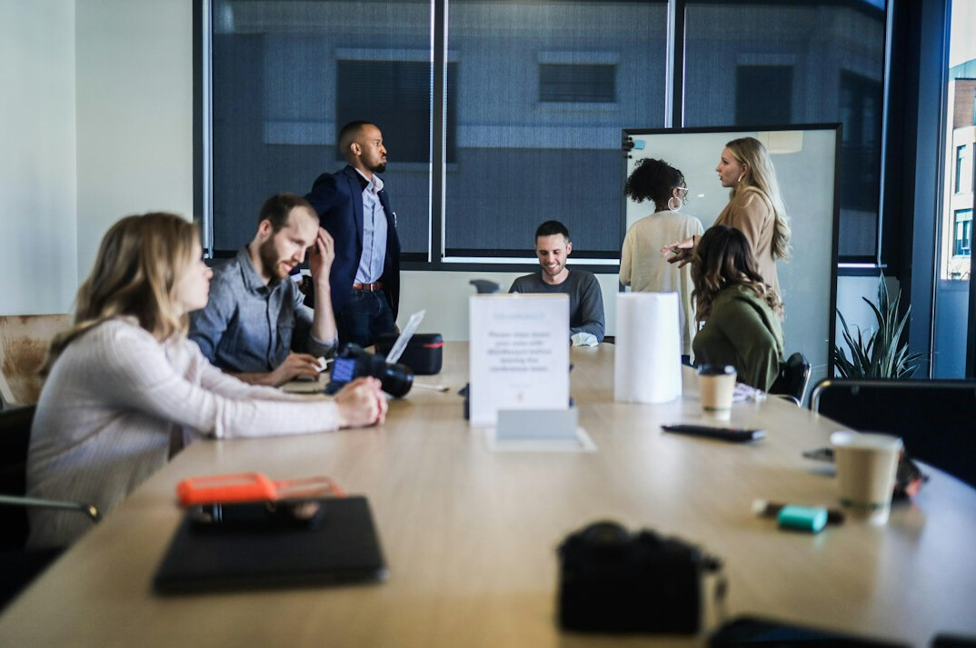 team meeting about software